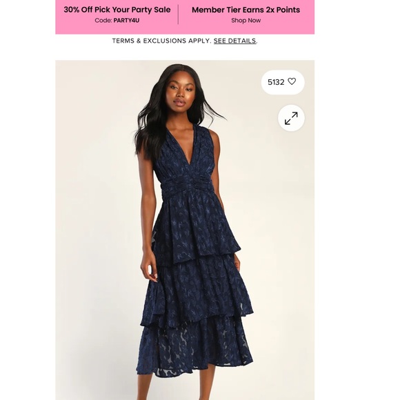 Lulu's Navy Blue Lace Midi Dress - Picture 1 of 5